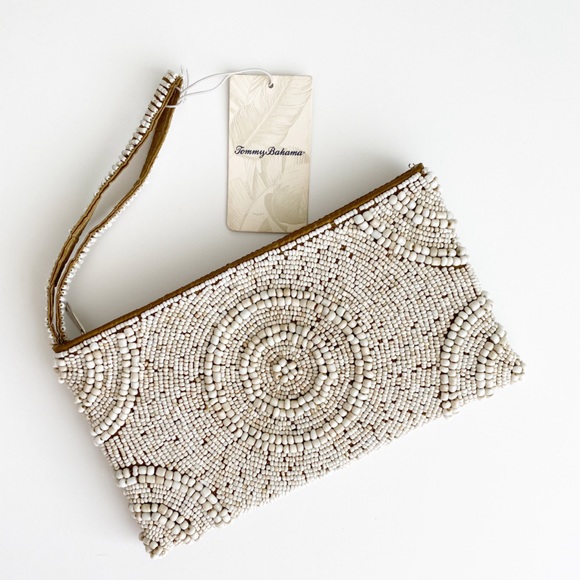 tommy bahama beaded clutch